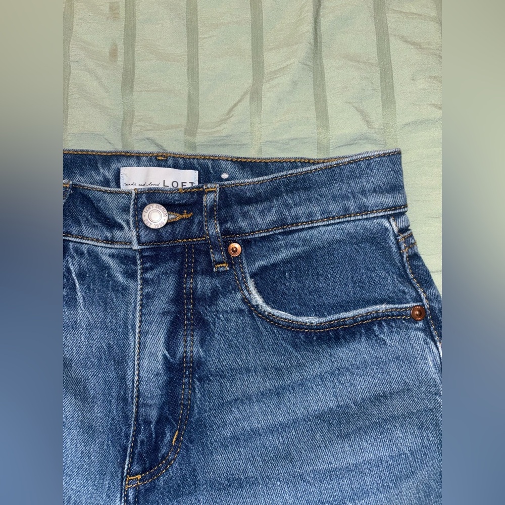 LOFT Straight Cuffed Blue Denim